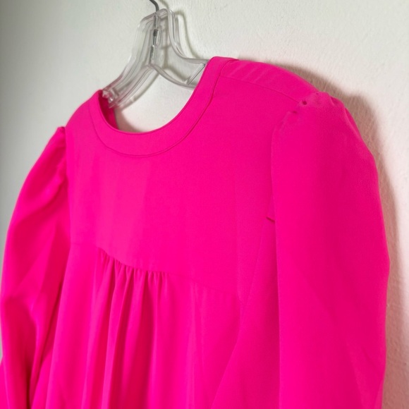 POMANDER PLACE Tuckernuck Electric Pink Crepe Kenzo Dress Ruffle Tiered M - Picture 11 of 17